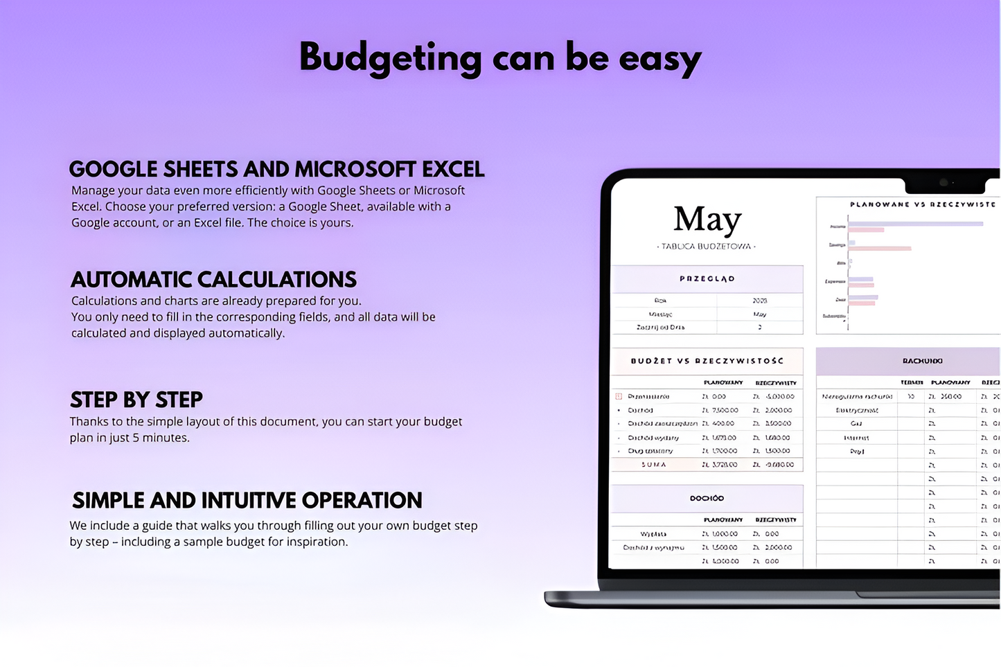 Budgeting template for Excel & Google Sheets (all currencies)